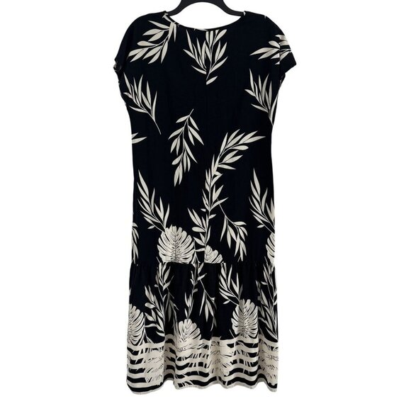 Shein Women Crew Neck Black Floral Print Midi Dress L - Picture 2 of 5